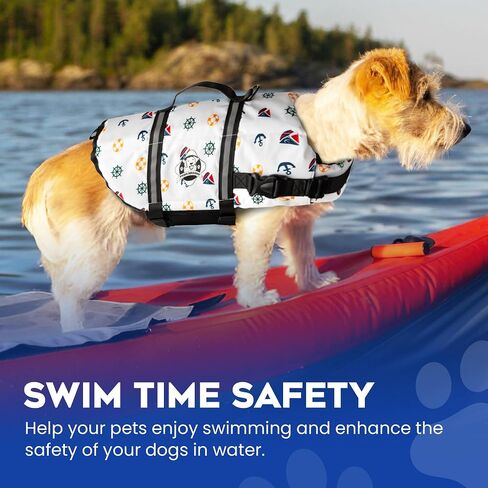 Dog Life Jacket - Swimming Vest for Dogs, Adjustable, Reflective, Comfortable, Multiple Colors, Patterns, XX-Small to Extra Large Dog Swim Vest with Handle (Red, Large) in Saudi Arabia