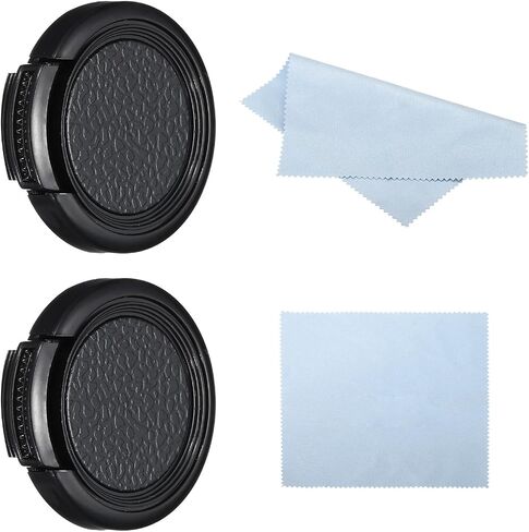 PATIKIL 25mm Lens Cap, 2 Pack Sides Pinch Snap Camera Lens Cover for Front Lens with Cloth, Suitable for 25mm Thread Universal DSLR Lenses, Black for Nikon, for Fujifilm, for Pentax in Saudi Arabia