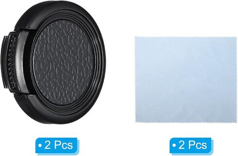 PATIKIL 25mm Lens Cap, 2 Pack Sides Pinch Snap Camera Lens Cover for Front Lens with Cloth, Suitable for 25mm Thread Universal DSLR Lenses, Black for Nikon, for Fujifilm, for Pentax in Saudi Arabia