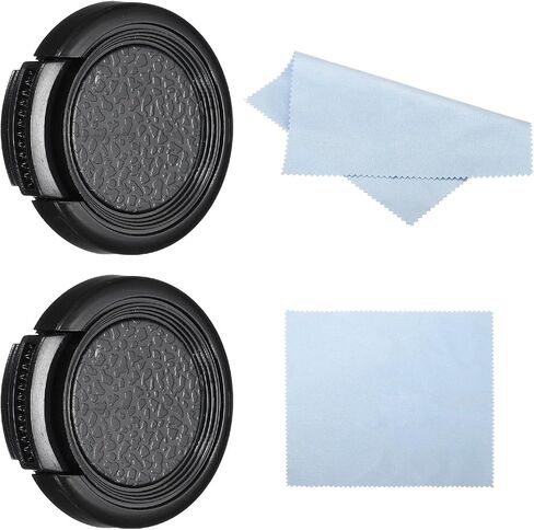 PATIKIL 25mm Lens Cap, 2 Pack Sides Pinch Snap Camera Lens Cover for Front Lens with Cloth, Suitable for 25mm Thread Universal DSLR Lenses, Black for Nikon, for Fujifilm, for Pentax in Saudi Arabia