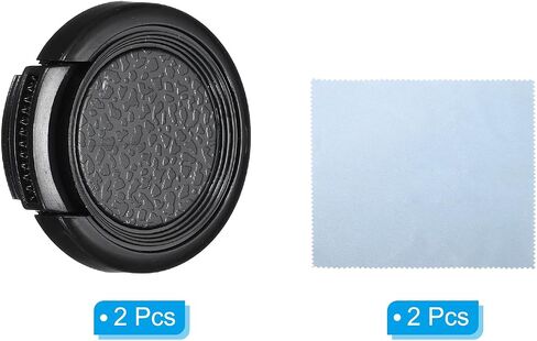 PATIKIL 25mm Lens Cap, 2 Pack Sides Pinch Snap Camera Lens Cover for Front Lens with Cloth, Suitable for 25mm Thread Universal DSLR Lenses, Black for Nikon, for Fujifilm, for Pentax in Saudi Arabia
