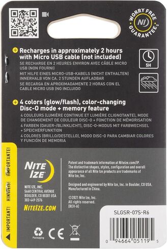 Nite Ize SpotLit XL ضوء حلقة تسلق قابل لإعادة الشحن - مشبك سلسلة مفاتيح مع ضوء LED - مشبك ضوء متغير اللون للياقات أو المفاتيح - قرص O Select in Saudi Arabia