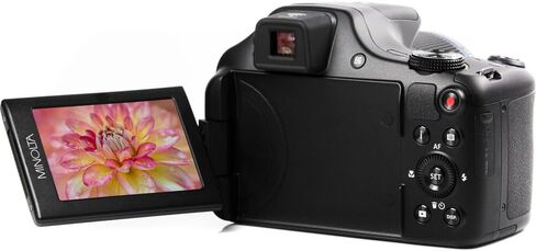 كاميرا MINOLTA MN67Z 20 ميجابكسل / 1080 بكسل FHD Bridge الرقمية مع زووم بصري 67x (أسود) حزمة مع بطاقة ذاكرة 32 جيجابايت + حقيبة كامارا + طقم تنظيف + حامل ثلاثي القوائم لمدونات الفيديو + ملحقات in Saudi Arabia