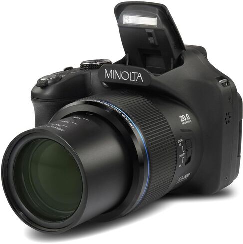 كاميرا MINOLTA MN67Z 20 ميجابكسل / 1080 بكسل FHD Bridge الرقمية مع زووم بصري 67x (أسود) حزمة مع بطاقة ذاكرة 32 جيجابايت + حقيبة كامارا + طقم تنظيف + حامل ثلاثي القوائم لمدونات الفيديو + ملحقات in Saudi Arabia