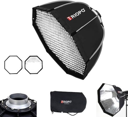 Triopo Softbox 35.4in/90cm صناديق ناعمة مثمنة مع شبكة قرص العسل، سريعة الإصدار بوين جبل مظلة التصوير الفوتوغرافي Softbox تعديل الضوء الناشر لبوين جبل Monolight LED أضواء الفيديو (K2-90) in Kuwait