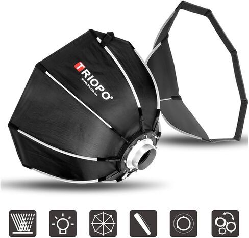 Triopo Softbox 35.4in/90cm صناديق ناعمة مثمنة مع شبكة قرص العسل، سريعة الإصدار بوين جبل مظلة التصوير الفوتوغرافي Softbox تعديل الضوء الناشر لبوين جبل Monolight LED أضواء الفيديو (K2-90) in Kuwait