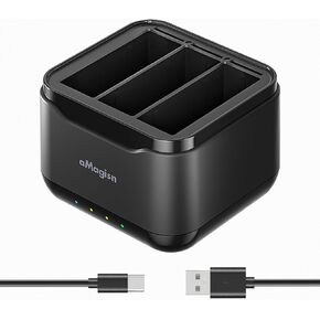 Fast Battery Charger Hub for DJI Osmo Action 4/3, 3 Channel Battery Charging Station for DJI Osmo Action 4/3 with Micro SD Card Slot, Type-C Quick Charge Battery Charging Case