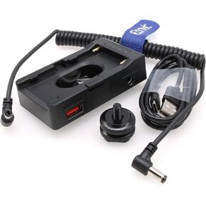 Eonvic NP-F970/F960/F770/F570/F550 Battery Multifunction Mount Plate with 8V 12V DC USB 18W Output Fast Charger for Sony Canon Camera