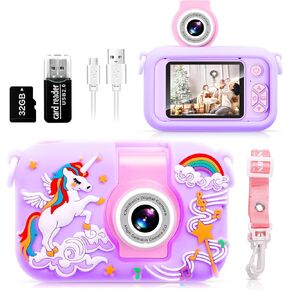 Kid Camera,ARNSSIEN Camera for Kid,2.4in IPS Screen Digital Camera,180°Flip Len Student Camera,Children Selfie Camera with Playback Game,Christmas/Birthday Gift for 4 5 6 7 8 9 10 11 Year Old Girl Boy