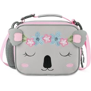 mibasies Unicorn Lunch Bag Kids Insulated Lunch Box for Girls with Water Bottle Holder and Shoulder Strap (Pink Blue Rainbow)