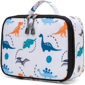 JinBeryl Insulated Lunch Box Bag for Kids Boys, Size for Preschool, Kindergarten, or Travel, Dinosaur Navy Blue