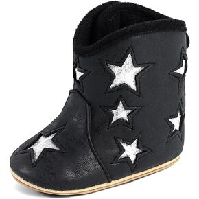 MK MATT KEELY Leather Western Boots Cowboy Bootie Soft Sole Non-Slip Crib Shoes for Baby Infant Toddler Girls Boys Newborn
