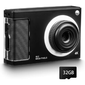 كاميرا رقمية، كاميرا FHD 1080P للأطفال مع بطاقة 32 جيجابايت، كاميرا رقمية للتكبير والتصغير بدقة 48 ميجابكسل 8X، مضادة للاهتزاز، كاميرا أمامية، حبل قصير، هدايا كاميرا صغيرة مدمجة للسفر للمراهقين والأطفال والأولاد والبنات