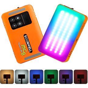 SOONWELL MC8 RGB Video Light, Portable Pixel Video Lamp for Camera, CRI 96+, TLCI 97, Musical Sound Effect, Magnetic Attraction On-Camera Video Light, for Recording Vlogging Photography