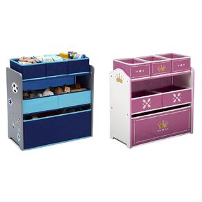 Delta Children Design and Store 6 Bin Toy Organizer, Grey/Blue