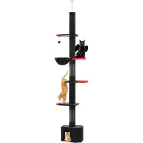 PAWZ Road Cactus Cat Tree Floor to Ceiling Cat Tower with Adjustable Height(85-112 Inches), 7 Tiers Climbing Activity Center with Cozy Hammocks, 5 Platforms and Scratching Posts for Indoor Cats