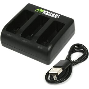 Wasabi Power HERO12, HERO11, HERO10, HERO9 Triple USB Battery Charger Compatible with Enduro, HERO 12 Black, HERO 11 Black, HERO 10 Black, HERO 9 Black
