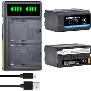 بطارية NP-F970 NP-F960 7800 مللي أمبير في الساعة 2 حزمة بطارية عالية السعة مع شاحن مزدوج LED لسوني NP-F960 NP-F750 NP-F770 NP-F550 NP-F530 NP-F570 بطارية YONGUO Godox LED Videl Light in Kuwait