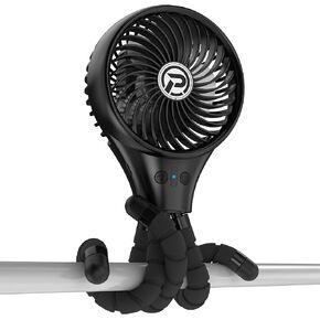 Stroller Fan Clip On for Baby Stroller, Bladeless Portable Auto Oscillating 4000mAh Rechargeable Battery Operated Small Personal Car Seat Crib Bike Bed Travel Trip
