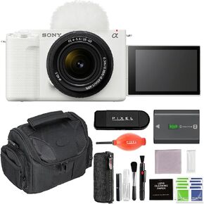 Sony ZV-E1 Mirrorless Vlog Camera (White) with 28-60mm Lens Bundle with 2 x Delkin 64GB SD Card, Gadget Bag, & More