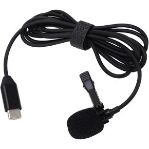 Lavalier Clip Microphone, Omnidirection Action Camera Microphone with Type C, Support for DJI Action OA2 OA3 MC490, for Vlog Interview Streaming Broadcasters