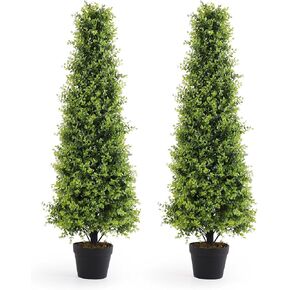 30 Inch Topiary Trees Artificial Outdoor 2 Pack 2.5ft Faux Cedar Trees with Pine Cones UV Resistant for Front Porch Outside Set of 2