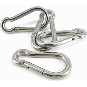 Marine Grade 316 Marked Stainless Steel Carabiner Clips, Heavy Duty Spring Snap Hooks for Gym, and Outdoor Activities