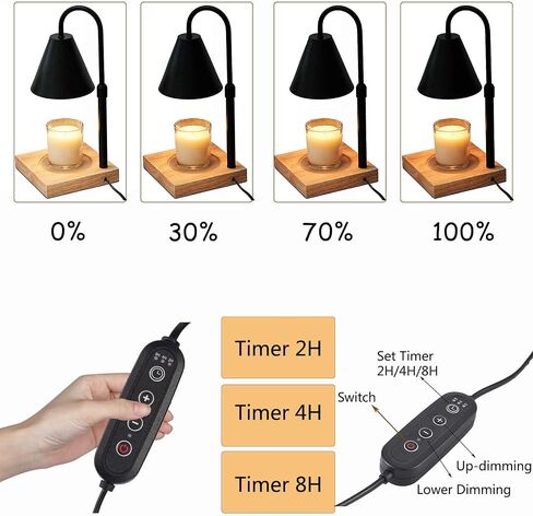 YODEWA Candle Warmer Lamp with Timer and Dimmer, Modern Black Electric Candle Lamp Warmer for 3 Wick Wax Jar Candles, Gifts for Mom/Women Bedroom Home Decor - Adjustable Height in Saudi Arabia