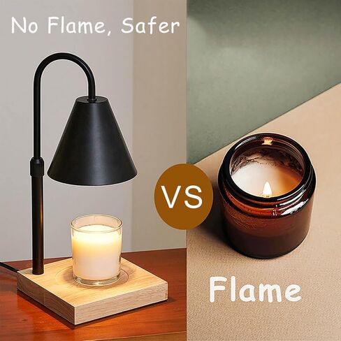 YODEWA Candle Warmer Lamp with Timer and Dimmer, Modern Black Electric Candle Lamp Warmer for 3 Wick Wax Jar Candles, Gifts for Mom/Women Bedroom Home Decor - Adjustable Height in Saudi Arabia
