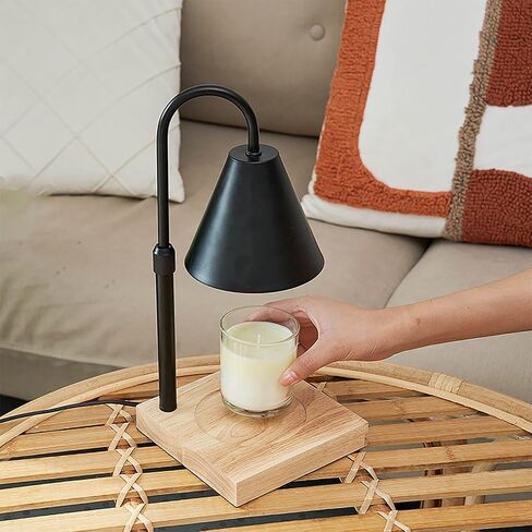 YODEWA Candle Warmer Lamp with Timer and Dimmer, Modern Black Electric Candle Lamp Warmer for 3 Wick Wax Jar Candles, Gifts for Mom/Women Bedroom Home Decor - Adjustable Height in Saudi Arabia