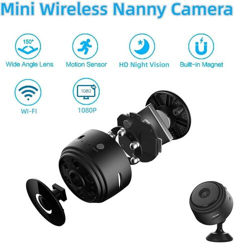 Hidden Camera HD 1080P Mini Hidden Camera,WiFi Wireless Nanny Camera Home Security Surveillance Cameras with Motion Detection, Night Vision, Remote Viewing for iOS/Android Phone APP, AM010 in Saudi Arabia