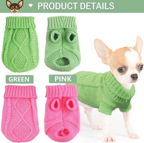 2 Pieces Dog Sweater for Small Dogs Chihuahua Clothes Winter Cute Knitwear in Kuwait
