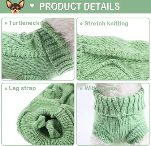 2 Pieces Dog Sweater for Small Dogs Chihuahua Clothes Winter Cute Knitwear in Kuwait