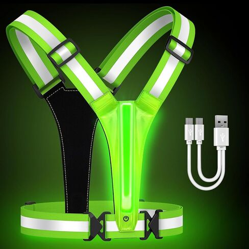 Fokia Kunbio LED Reflective Running Vest Gear,Light Up Vest Runners Night Walking USB Rechargeable,Up to 11hrs Light with Adjustable Waist/Shoulder for Women Men Kids in Kuwait