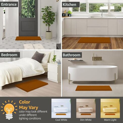 LuxUrux Bath Mat, Extra-Soft Plush Non-Slip Bathroom Rug, Luxury Chenille Microfiber Material, Super Absorbent Shaggy Bath Rug. Machine Wash & Dry (17 x 24, Light Grey) in Kuwait