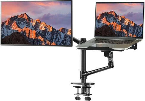 حامل شاشة وكمبيوتر محمول من Selens بأذرع مزدوجة، حامل مكتب يناسب استوديو التصوير الفوتوغرافي واستوديو البث والمكتب المنزلي لأجهزة الكمبيوتر المحمول مقاس 17 بوصة بحد أقصى وشاشات كمبيوتر مقاس 32 بوصة in Kuwait