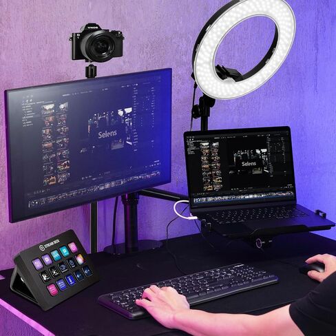 حامل شاشة وكمبيوتر محمول من Selens بأذرع مزدوجة، حامل مكتب يناسب استوديو التصوير الفوتوغرافي واستوديو البث والمكتب المنزلي لأجهزة الكمبيوتر المحمول مقاس 17 بوصة بحد أقصى وشاشات كمبيوتر مقاس 32 بوصة in Kuwait