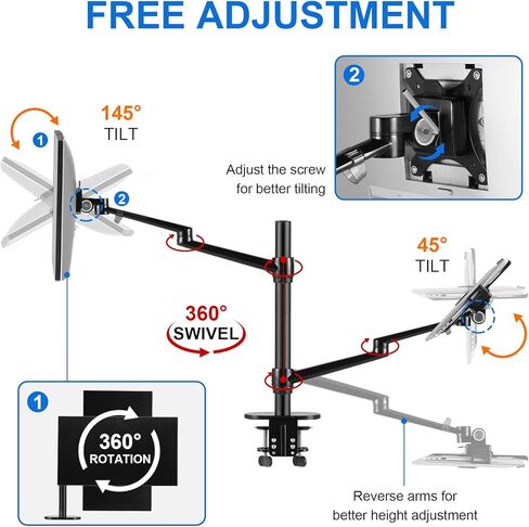 حامل شاشة وكمبيوتر محمول من Selens بأذرع مزدوجة، حامل مكتب يناسب استوديو التصوير الفوتوغرافي واستوديو البث والمكتب المنزلي لأجهزة الكمبيوتر المحمول مقاس 17 بوصة بحد أقصى وشاشات كمبيوتر مقاس 32 بوصة in Kuwait