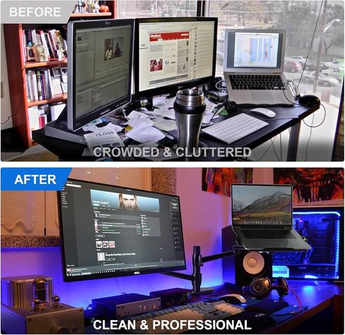 حامل شاشة وكمبيوتر محمول من Selens بأذرع مزدوجة، حامل مكتب يناسب استوديو التصوير الفوتوغرافي واستوديو البث والمكتب المنزلي لأجهزة الكمبيوتر المحمول مقاس 17 بوصة بحد أقصى وشاشات كمبيوتر مقاس 32 بوصة in Kuwait