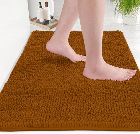 LuxUrux Bath Mat, Extra-Soft Plush Non-Slip Bathroom Rug, Luxury Chenille Microfiber Material, Super Absorbent Shaggy Bath Rug. Machine Wash & Dry (17 x 24, Light Grey) in Kuwait