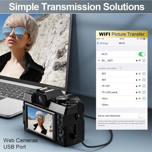 Digital Camera for Photography and Video,4K 48MP Vlogging Camera for YouTube with 180° Flip Screen,16X Digital Zoom,52mm Wide Angle,Leather Hold & Strap, 2 Batteries, 32GB TF Card（2024,Black） in Saudi Arabia