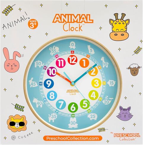Preschool Collection Color Clock - Time Teacher 10 Inch Educational Silent Wall Clock with Colored Numbers - Easy to Read Analog Dial for Teacher's Classrooms, Kid's Bedroom & Children Playroom in Kuwait