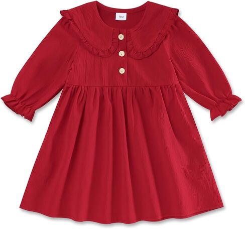 فستان Glaoly للفتيات الصغيرات بأكمام طويلة وسترة محبوكة مضلعة فساتين الخريف والشتاء in Kuwait