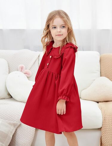 فستان Glaoly للفتيات الصغيرات بأكمام طويلة وسترة محبوكة مضلعة فساتين الخريف والشتاء in Kuwait