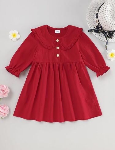 فستان Glaoly للفتيات الصغيرات بأكمام طويلة وسترة محبوكة مضلعة فساتين الخريف والشتاء in Kuwait