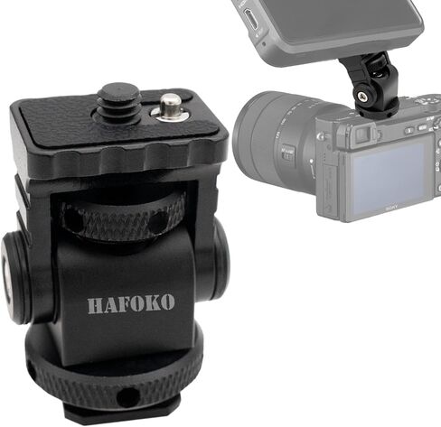HAFOKO Ballhead Adjustable Angle Camera Cold Shoe Mount Monitor Bracket with 1/4" Screw， Applicable for Tripod Mounting Head Arri Locating for Video Shooting Photography Accessories in Saudi Arabia
