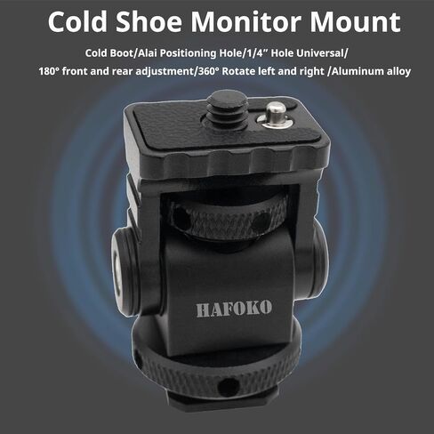 HAFOKO Ballhead Adjustable Angle Camera Cold Shoe Mount Monitor Bracket with 1/4" Screw， Applicable for Tripod Mounting Head Arri Locating for Video Shooting Photography Accessories in Saudi Arabia