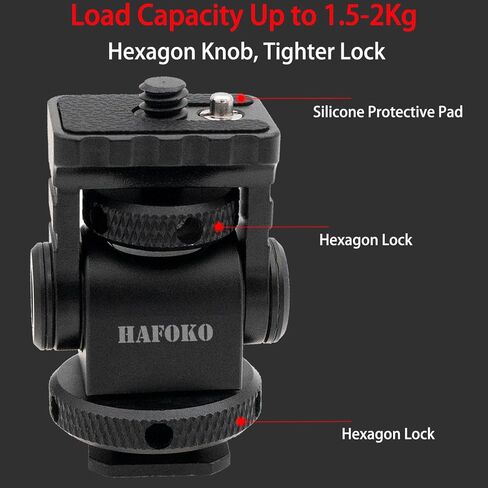 HAFOKO Ballhead Adjustable Angle Camera Cold Shoe Mount Monitor Bracket with 1/4" Screw， Applicable for Tripod Mounting Head Arri Locating for Video Shooting Photography Accessories in Saudi Arabia