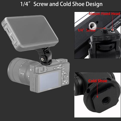 HAFOKO Ballhead Adjustable Angle Camera Cold Shoe Mount Monitor Bracket with 1/4" Screw， Applicable for Tripod Mounting Head Arri Locating for Video Shooting Photography Accessories in Saudi Arabia