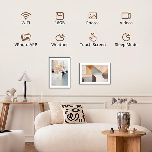إطار صور رقمي Dragon Touch - إطار صور رقمي كبير مقاس 19 بوصة مزود بتقنية WiFi مع مساحة تخزين 64 جيجابايت، وشاشة FHD، وإعداد سهل لمشاركة الصور أو مقاطع الفيديو عن بعد عبر تطبيق Vphoto من أي مكان (وليس شاشة تعمل باللمس) in Kuwait